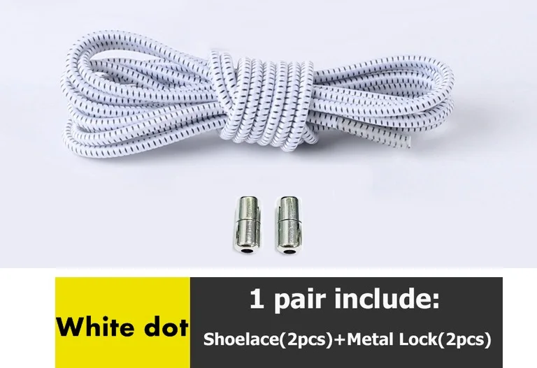 white dot 1 пара эластичных шнурков без галстука фиксирующие круглые шнурки для ботинок дети взрослые 100 см круглые шнурки для ботинок струны - Цвет: white dot