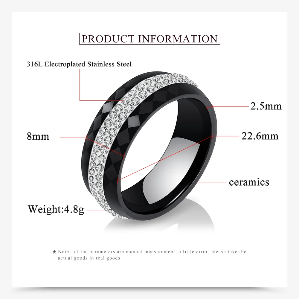 High Qulity Women Jewelry Ring Wholesale Black And White Simple Style Comly Crystal Ceramic Rings for Women - Image 3