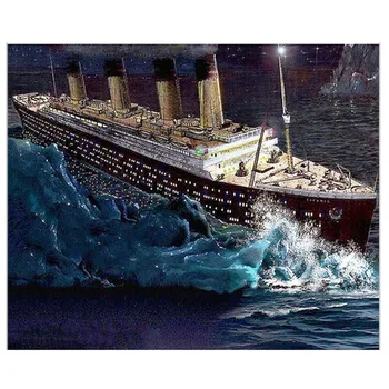 

5D Diy Diamond Painting Titanic Boat Scenery Cross-stitch Full Square Rhinestone Embroidery Diamant Painting Mosaic Art JS4336