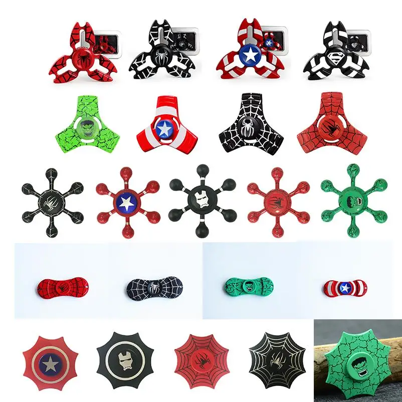 

5 Style The Avengers Fidget Hand Spinner Fingertip Gyro Finger Spinner Toy Crabs Water Drop Captain America Spiderman