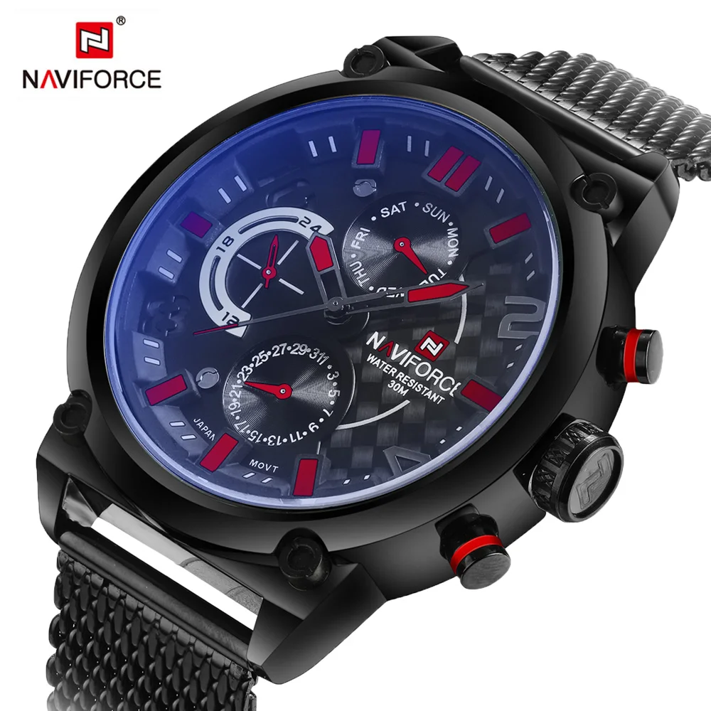 

NAVIFORCE Men's Fashion Sport Watches Men Analog Date Clock Man Quartz WristWatch full steel Waterproof Watch Relogio Masculino