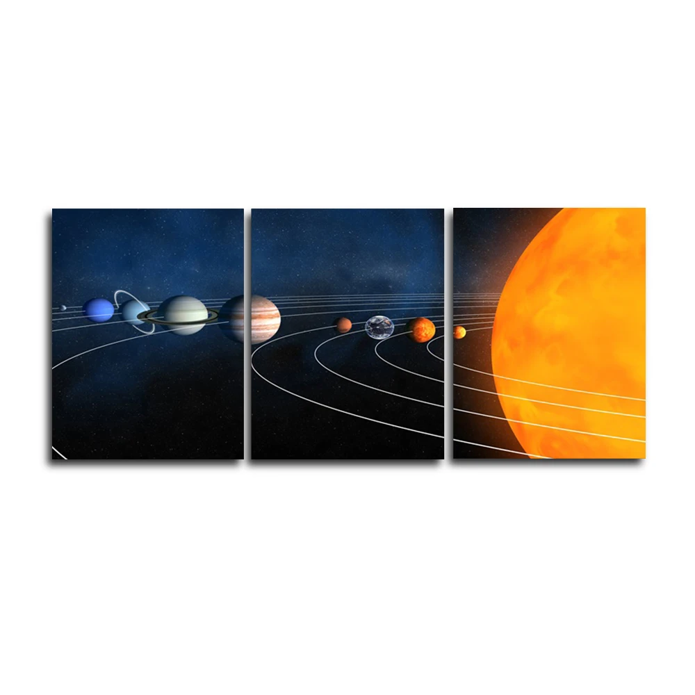 

Laeacco 3 Panel Nordic Wall Artwork Vintage Canvas Painting Universe Planets Posters and Prints Home Living Room Bedroom Decor