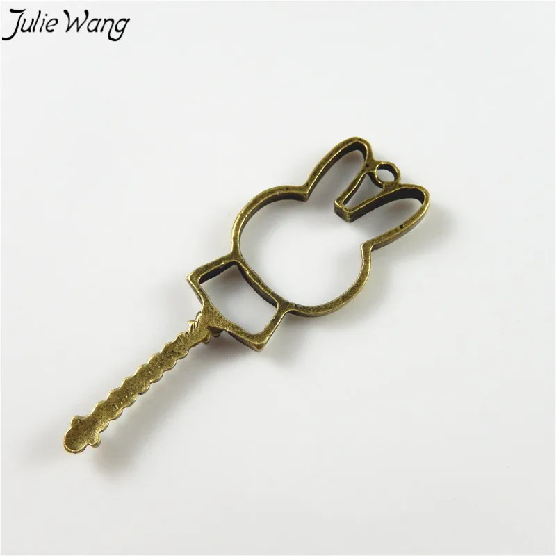 Julie Wang 15 шт полые милый кролик кулон бронзовый тон Шарм Для DIY Винтажные Ювелирные