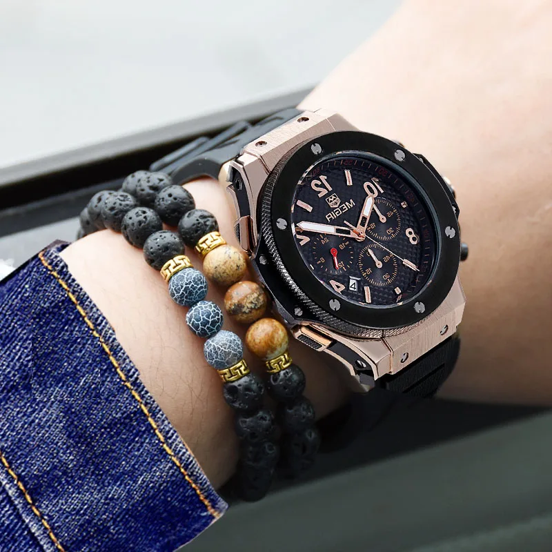 

DESSAUGE Trendy Volcanic Lava Stone Bracelet 8MM Natural Stone Strand Bracelets Essential Oil Diffuser Bracelet Women Men