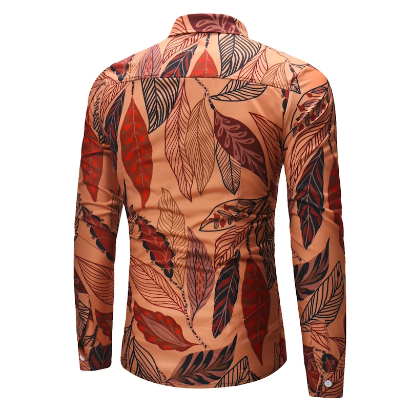 Brand New Men Spring Hawaii Shirts Retro Floral Green leaf butterfly 3D Printed Men Casual Classic Long Sleeve Men Dress Shirt