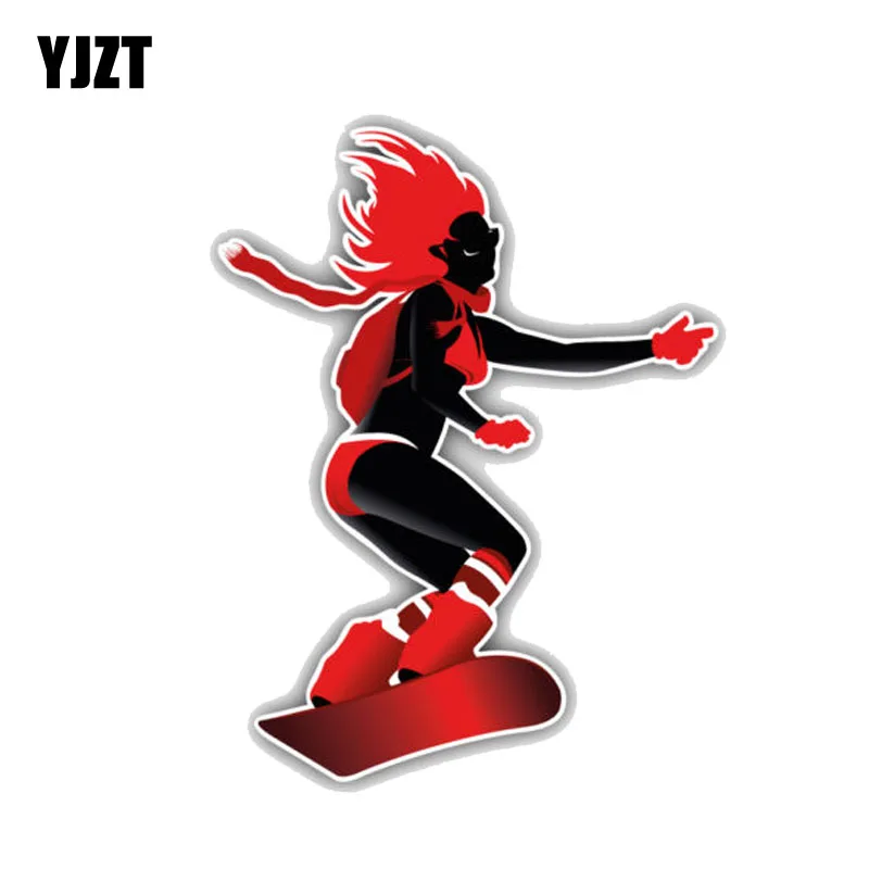 

YJZT 9.7CM*12.7CM Personal Woman Snowboard PVC Motorcycle Car Sticker 11-00159