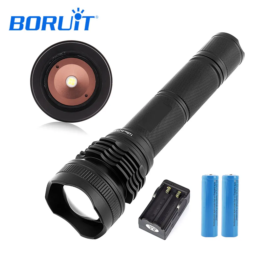 

BORUIT IPX4 Military tactical Hard Light XHP 50 LED Flashlight 5 Modes Zoomable Flash Lamp Use 18650 Battery For Lighting Torch