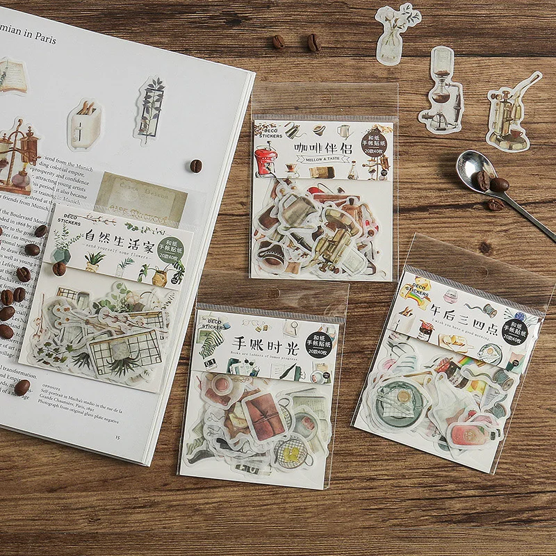 

Afternoon Time Coffee Life Potted Plants Decorative Stickers Scrapbooking Stick Label Diary Stationery Album Stickers Package