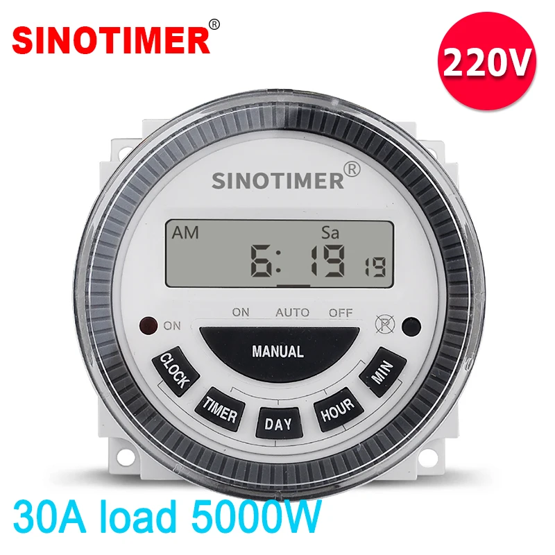 

TM619H-2 Heavy Load 30A Weekly Programmable Daily Timer Switch for Lighting with Replace Battery CR2032 and Waterproof Cover