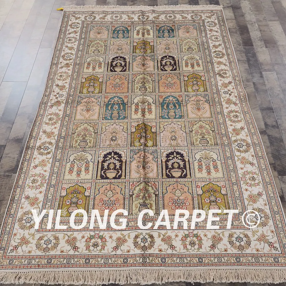YILONG 5'x8' ручной работы гостиной четыре сезона турецкий шелк большой персидский ковер(SL99B5x8