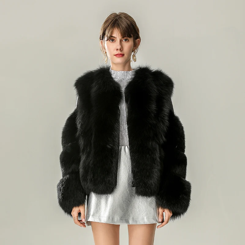 Real fur coat women winter thick warm natural fox fur clothing female ...