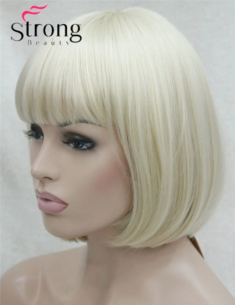 TR-5339 #613 hivision heat resistant cute pale blonde central dot skin top synthetic bob wig (3)