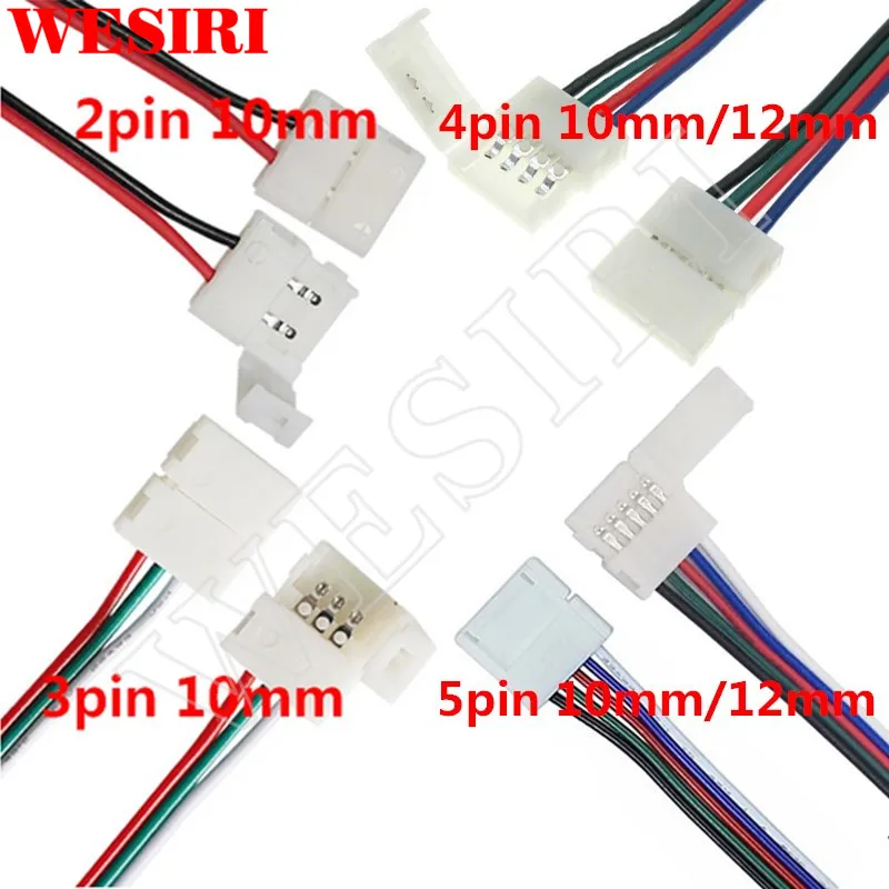 10-100 шт. 2pin 3pin 4pin 5pin 8 мм/10 мм/12 мм светодиодный PCB разъем адаптера для 3528 5050 WS2811 WS2812B APA102 WS2801 Светодиодные ленты