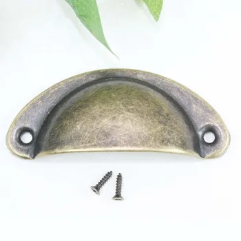 

82mm rustico vintage unfold instal furniture handle bronze drawer cabinet pull antique brass cap shell dresser cupboard handle