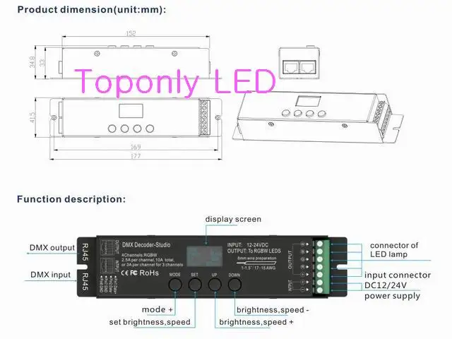 Новинка 2017 года Дизайн DC12/24 В DMX LED контроллер для DMX512 (1990) протокол декодер применяется с 35 моделей и 256 классов затемнения 100 шт