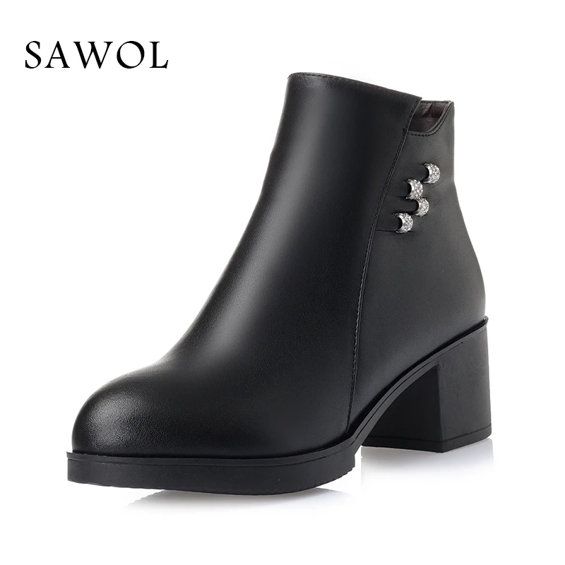 

Women Winter Shoes Women Genuine Leather Boots Brand Women Shoes Winter Boots High Quality Ankle Boots Plush 43 Platform Sawol