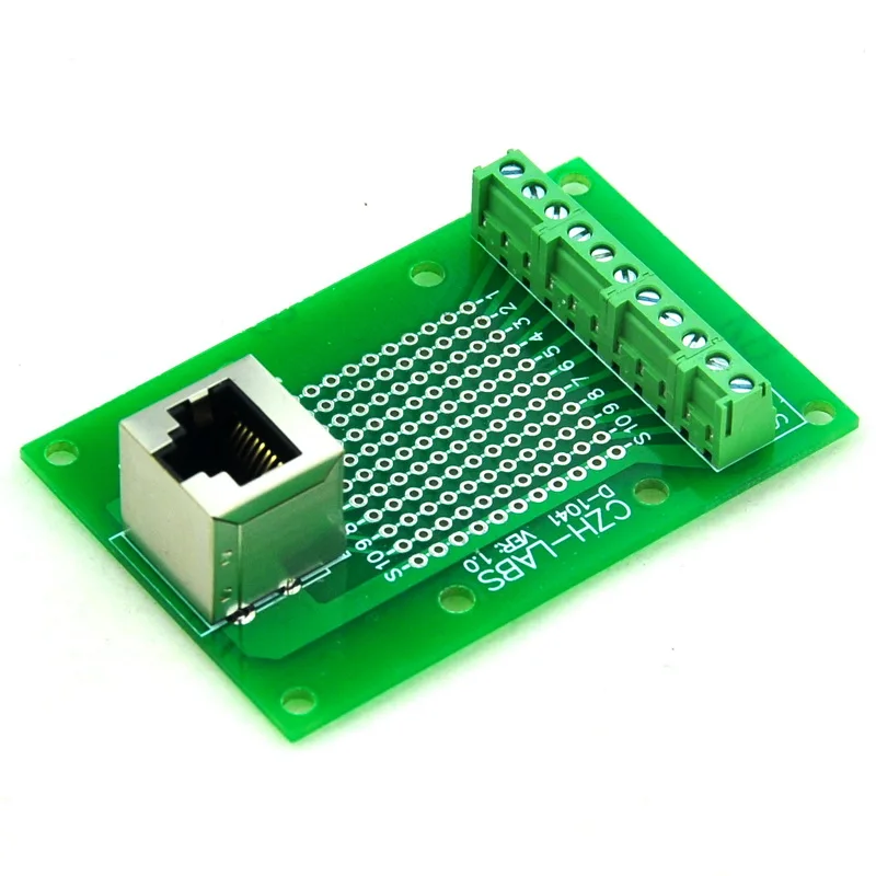 

RJ50 10P10C Vertical Shielded Jack Breakout Board, Terminal Block Connector.