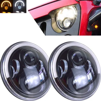 

7" Round Led Headlight DRL&Hi/Lo Beam for Jeep Wrangler JK TJ LJ CJ Willys Wheeler Unlimited Hummer 1&2 Land Rover Defender Lamp