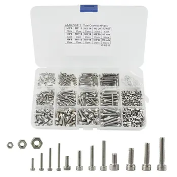 

480pcs Hex Socket Head Cap Screws Nut Kit Set M2 M3 M4 Stainless Steel For Home Appliance Drop shipping