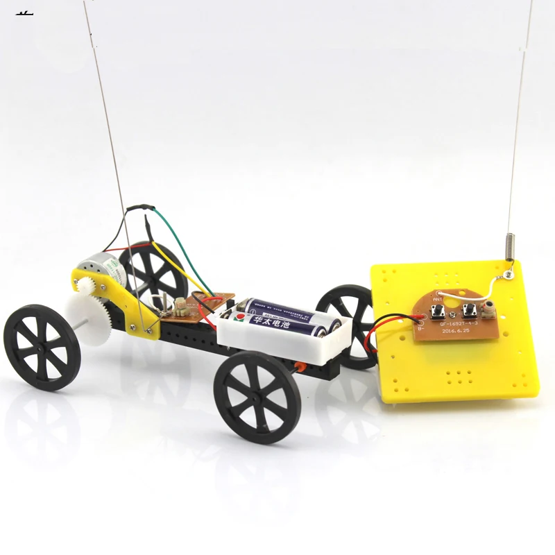 JMT DIY 2 Channel 2CH Remote Control Car Plastic Chassis Unassembly Toy Robot /Car Technology 4WD Mini Car Model Boys Gift