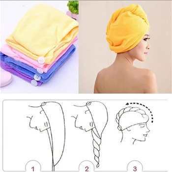 

Womens Girls Lady's Magic Quick Dry Bath Hair Drying Towel Head Wrap Hat Makeup Cosmetics Cap Bathing Tool
