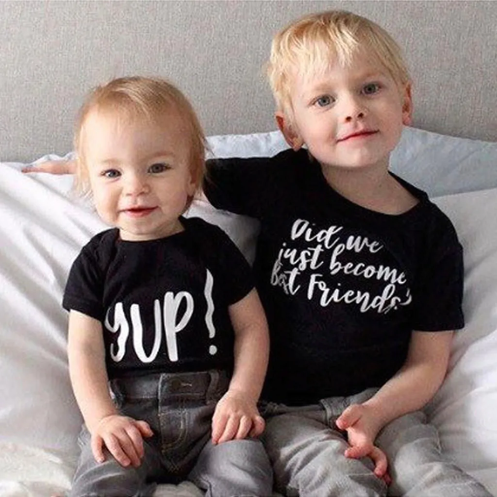 

Kids Baby Boy Girl Letter Short Sleeve Sibling Tees Tshirt Tops Matching Clothes Short Sleeves