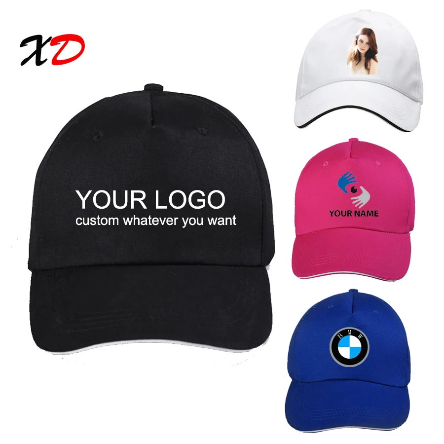 اشترى نص مخصص البيسبول كاب 100 طباعة شعار الصورة التطريز عارضة صلبة لون قبعة Snapback القبعات السوداء ضبط الذكور الإناث حديث