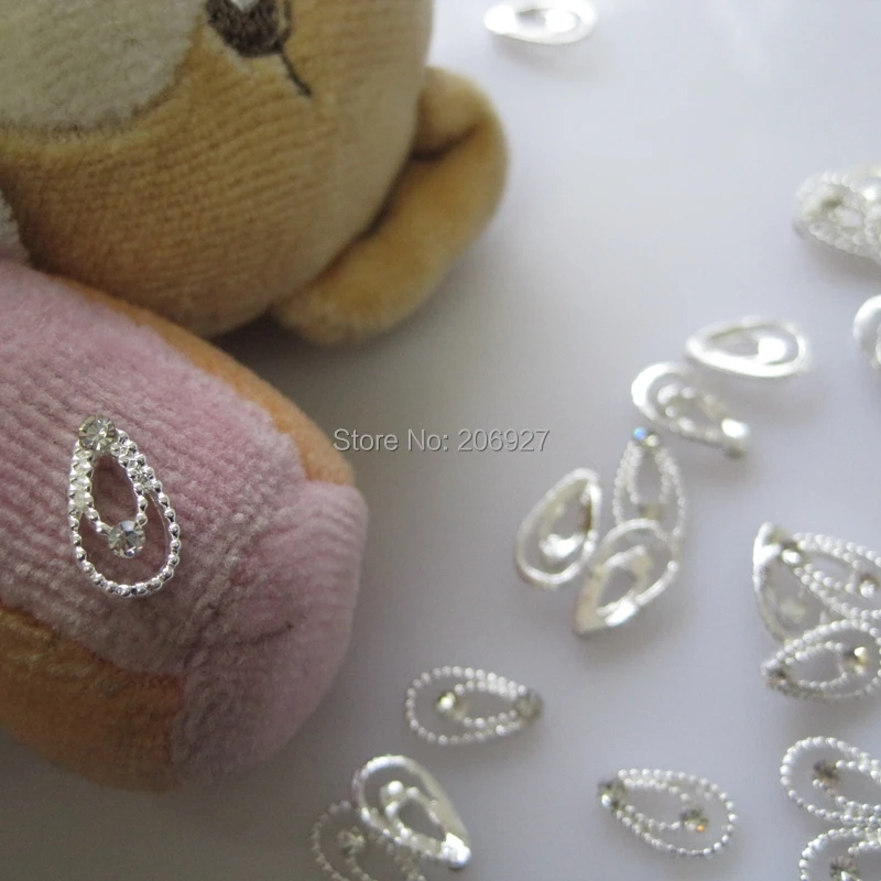 

MD-607 10pcs Fancy Rhinestone Silver Drop Deco Metal Charms Metal Deco Charms Nail Art
