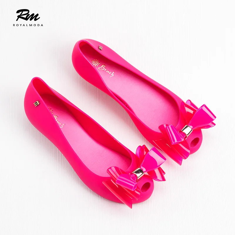 

women jelly shoes with bow flat jelly sandals woman ladies sandalias melissa summer shoes