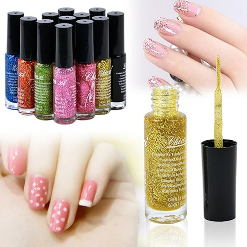 Hot 12 x 10ml Fluorescent Nail Art Polish Liner Brush Pen Nail Varnish Nail Enamel