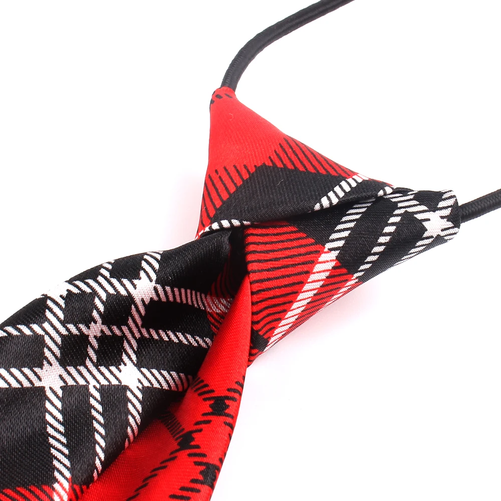 Rubber String Necktie For Girls and Boys Polyester Plaid Neck Tie for Children Suits Skinny Ties Slim Men Tie Gravatas woven necktie necktie set