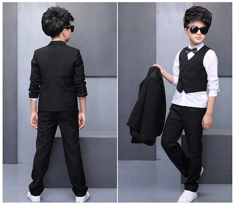  boys suits (suit+pant+vest+shirt+tie) for weddings Party Suits Blazer Costume Garcon Formal School wears 5pcsset (3)