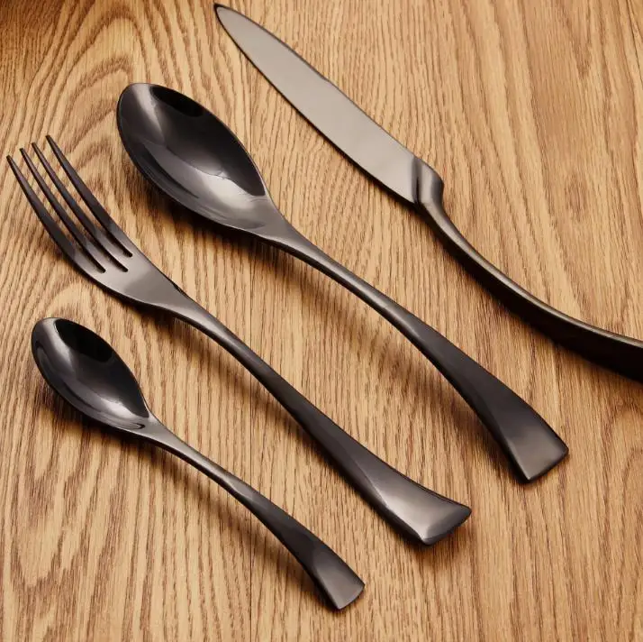 4Pcs/ Black Cutlery Set Stainless Steel Western Food Tableware Sets Fork Steak Knife Dinnerware Dining Set 4Pcs/ Black Cutlery Set Stainless Steel Western Food Tableware Sets Fork Steak Knife Dinnerware Dining Set