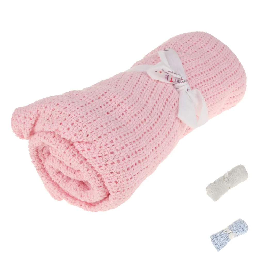 Soft Blanket & Swaddling For Newborn Cotton Crochet Baby Bedding Hole