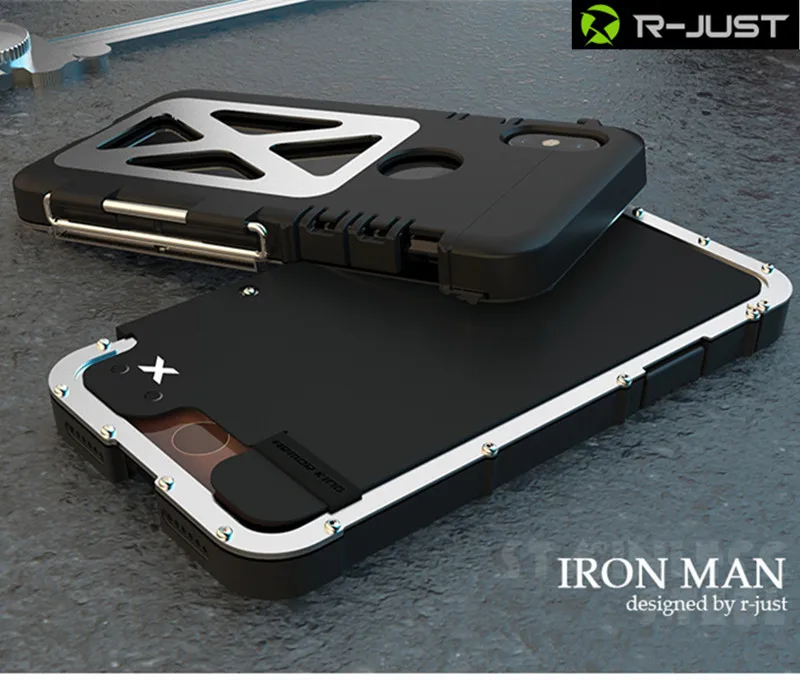R JUST Stainless Steel Flip Metal Case For iPhone X