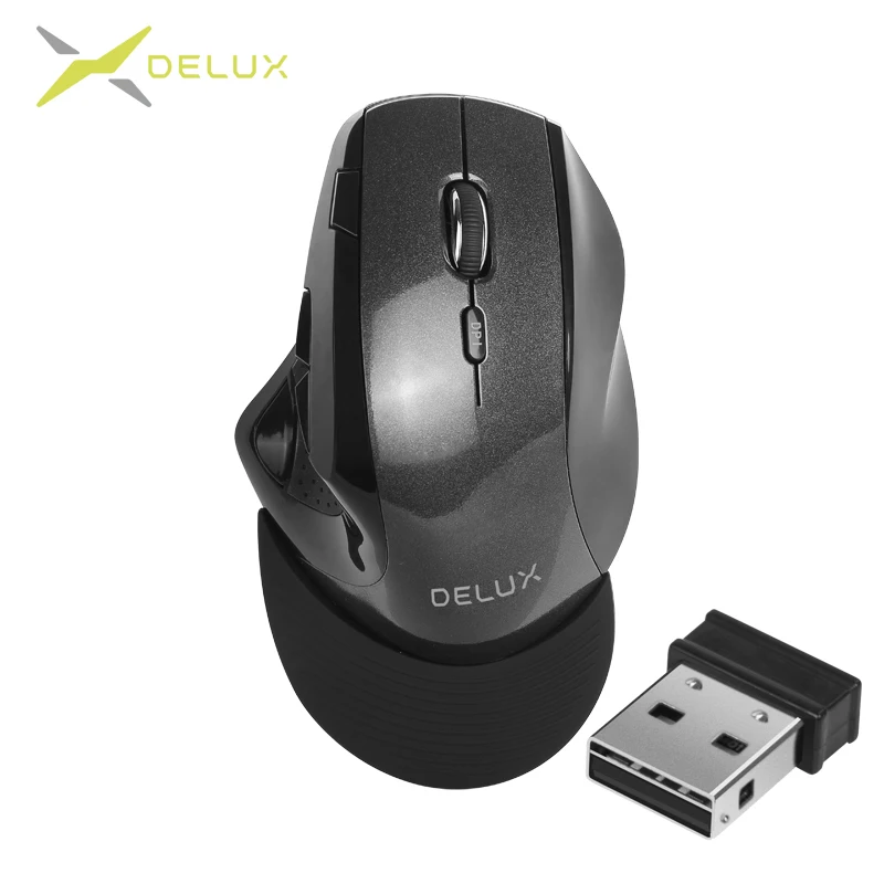 

Delux M910GB Ergonomic Vertical Computer Mouse 2.4GB Wireless Mouse 10M Effective Distance 9 Buttons 2400 DPI Mice for PC Laptop