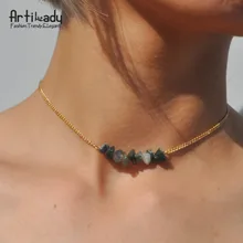 Artilady, колье из натурального камня, колье золотого цвета на цепочке для женщин, ювелирные изделия, вечерние, подарок