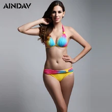 Женский раздельный бикини градиент Sfumato цвет сексуальный Холтер Купальник X15