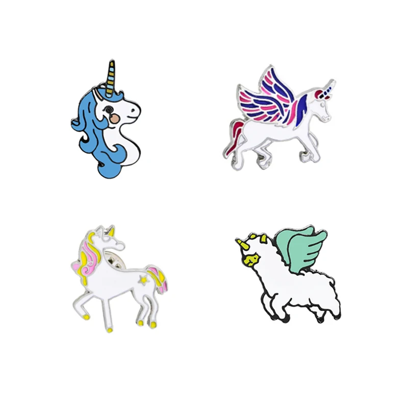 

Creative Cartoon Pegasus Horse Brooch Pins Beautiful Cute Animal Enamel Brooches Collar Denim Decoration Jewelry For Men Women