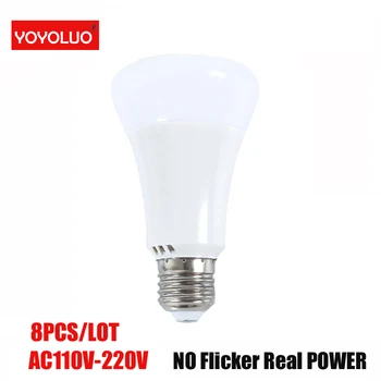 

[YOYOLUO]8pcs led lamp 5w 7w 9w 12w led bulb led e27 100-240v warm cold white led light Real power Lampada Ampoule Bombilla Lamp