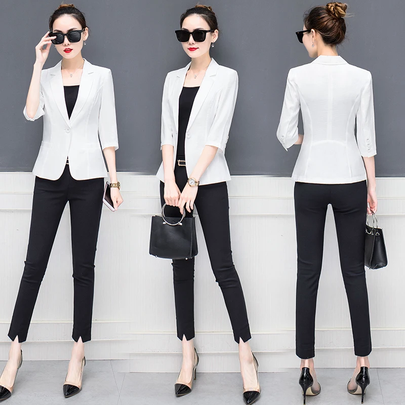 النساء ضئيلة السترة feminino معطف زائد حجم عارضة سترة زر واحد دعوى الأبيض السيدات بليزرز مكتب العمل ارتداء casaco jaqueta