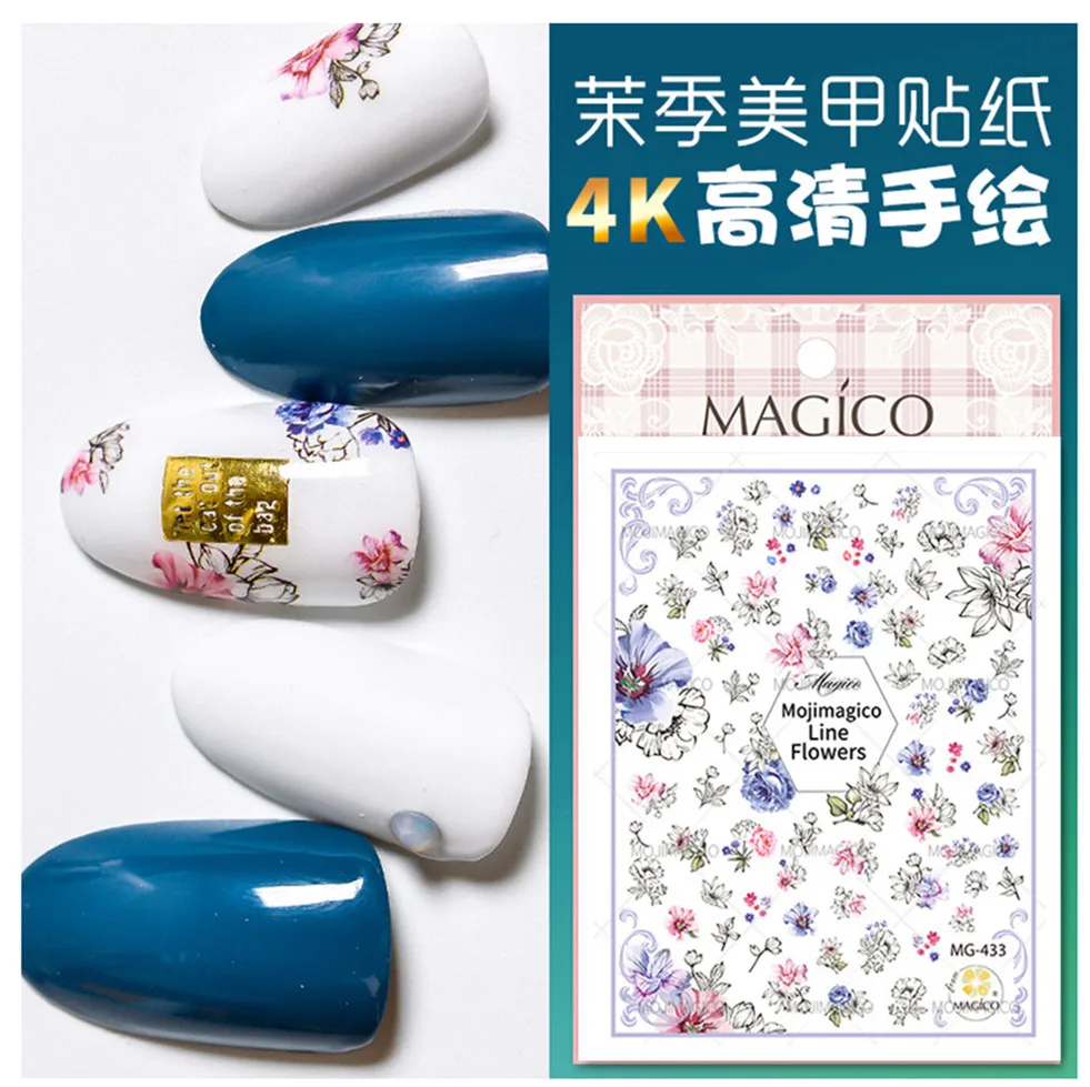 

Newest MG-433 line flower 3D nail art sticker decal stamping template Japan korea type DIY nail decoration tools nail wraps