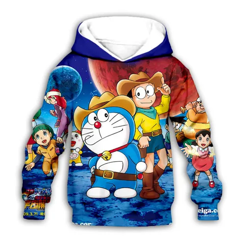 kawaii Doraemon Nobita Nobi 3D galaxy print Kids japan Cartoon anime hoodies sweatshirt baby boy girl Children casual pullover - Color: Kids  hoodies