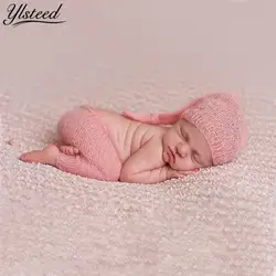 Новорожденных Подставки для фотографий крючком мохер Одежда для новорожденных вязаная детская шапочка для фотосессии новорожденных фото