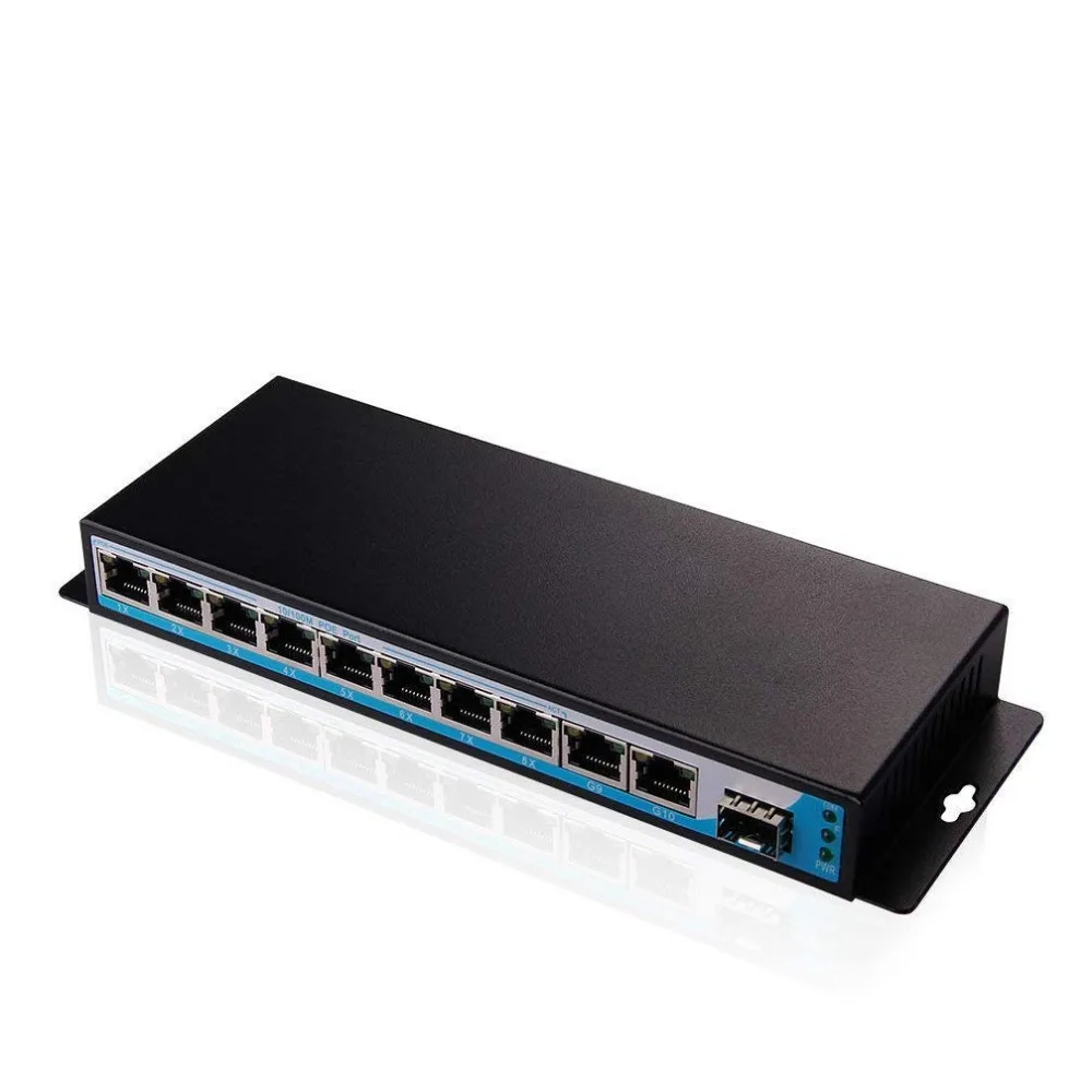 

JYTTEK 11-Port FE PoE Switch, 8-PoE Ports(10/100Mbps) | 2-RJ45 Ports | 1-SFP Port, 96W total power