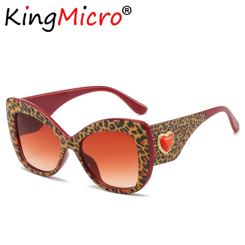 

2019 Retro Brand Design Oversized Women Cateye Sunglasses Bold Thick Leopard Frame Female Cat Eye Large Glasses Red Heart Style