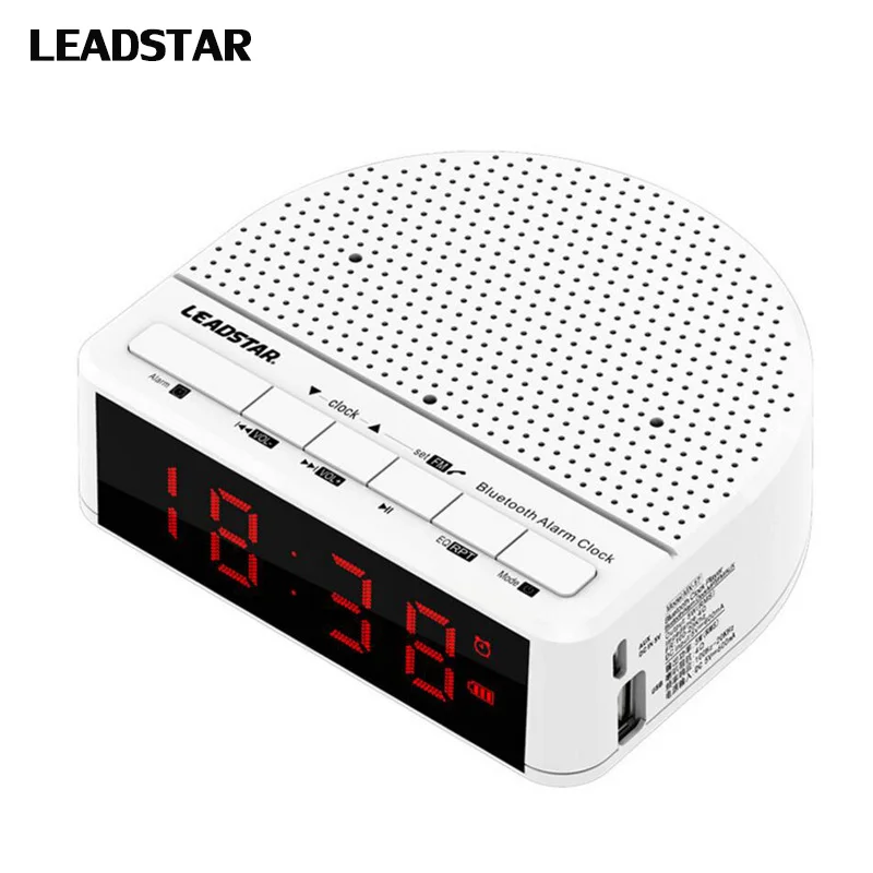 

6in1 FM Radio Wireless Bluetooth Speaker with Desktop Alarm Clock LED Time LED Display U Disk TF Reader Hands Free AUX In