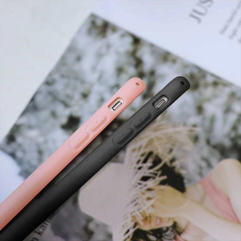 Pink Print Silicone Soft TPU Matte Phone Cases For iPhone XR X 8 6 6S Plus 11 Pro XS MAX 5 5S SE 9 Simple Color Case Color Cover