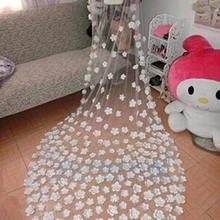 Довольно Дешево Тюль цветочные Свадебные Длинные Белый Кот Люкс Покрывал Свадебные Аксессуары Длинные 150-300 см На Заказ длины