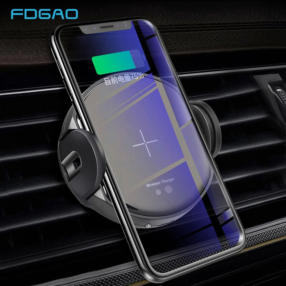 

FDGAO 15W Qi Car Wireless Charger For iPhone 8 X XS MAX XR Samsung S9 S8 Automatic Car Phone Holder Fast Charging Air Vent Stand